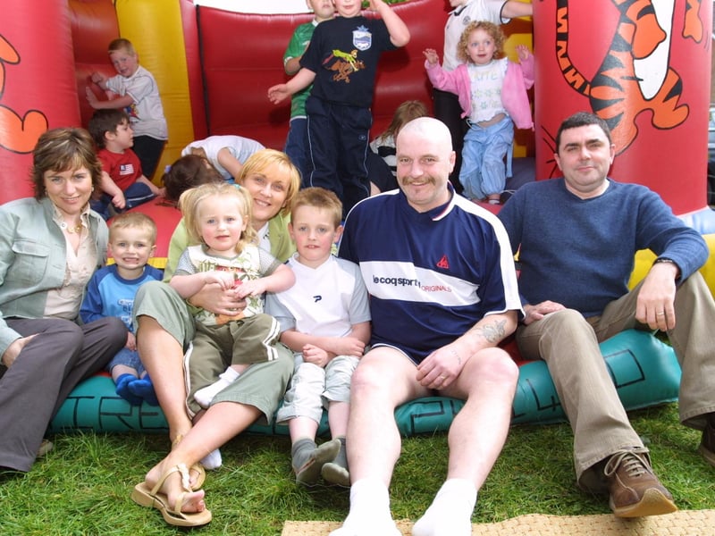 Stephanie, Jamie and Moira McFadden, Kate Corcanon, Jack Sweeney, Nelius Corcanon and John McFadden having a swinging time at the birthday party.