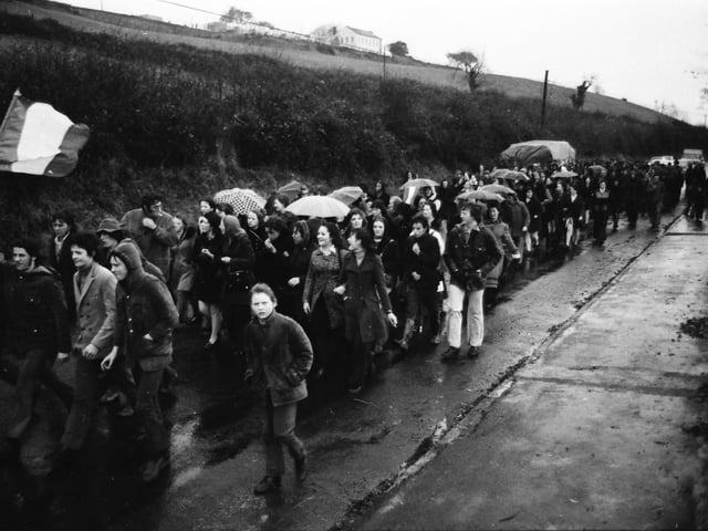 Republicans march from Free Derry Corner to the customs post at Killea.
