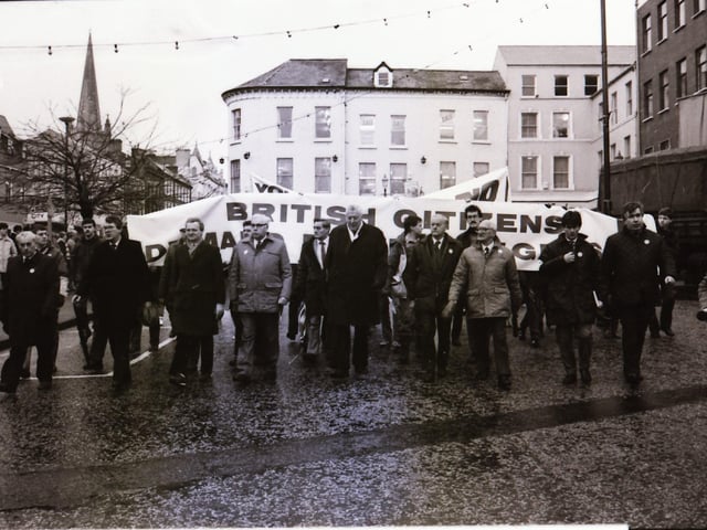 Ulster Says No march leads off from Derry.