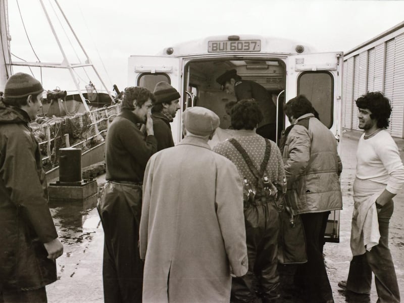Spanish sailors who docked in Derry with one of their crew who became sick.