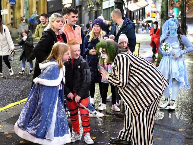 Revellers, performers and early contenders for the best Halloween costume converged on Derry’s city centre on Monday evening for the opening of the 2024 Halloween festivities. Photo: George Sweeney