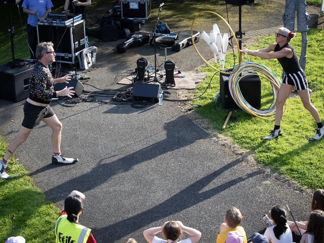 The Tumble Circus performing at Abercorn Park on Tuesday evening as part of Feile 25. (Photos: Jim McCafferty Photography) : .
