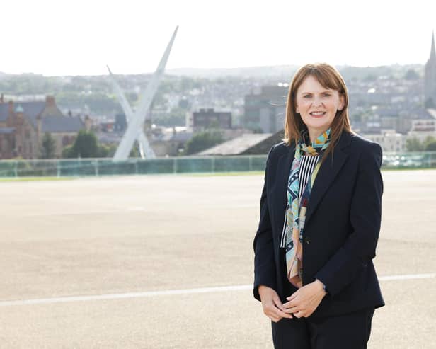 Economy Minister Dr Caoimhe Archibald in Derry.
