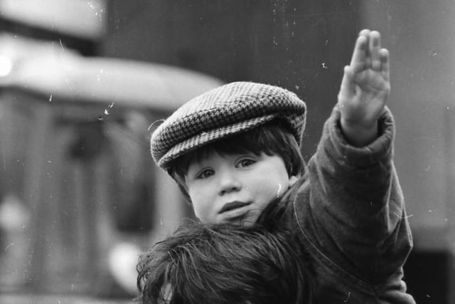 A young reveller enjoying the 1993 Buncrana St. Patrick's Day parade.