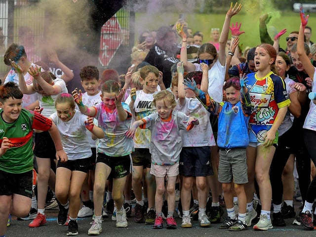 Children’s ‘Colour Dash’ at Na Piarsaigh prior to the club’s Dermot McCrossan Canter the Corrody 5km event, held on Sunday evening last. Photo: George Sweeney