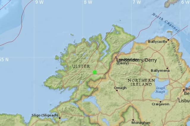 A 1.1M magnitude earthquake was recorded in Donegal on Thursday evening.