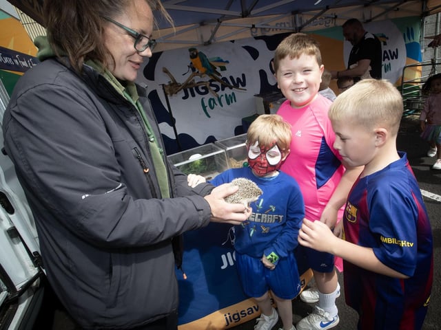Enjoying the animals at the Feile '25s Party in the Park (Big Bog BBQ) in Pilot's Row on Saturday. (Photos: Jim McCafferty Photography) : .