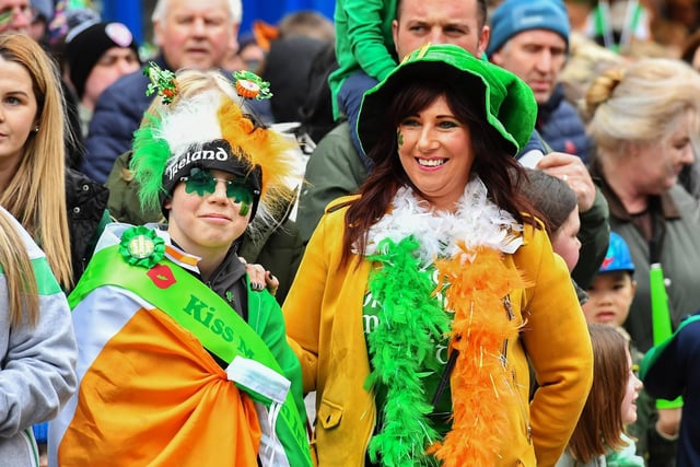 Revellers at the St Patrick’s Day parade, in Derry, on Monday afternoon. Photo: George Sweeney