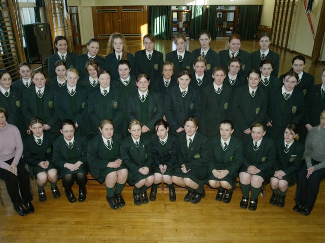 Students from St. Cecilia's High School who participated in a recent course. Also in photo are course instructors nurse Carmel Dorrian and nurse Ann Deehan. (1402JB03)