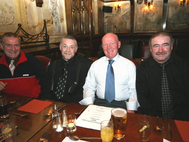 Joe Stevenson, Danny McCartney, Martin McElhinney and Tommy Coyle enjoy the retirement party at Marthas Vineyard 0145JML : Parties and celebrations January 2006: Martin McElhinney.