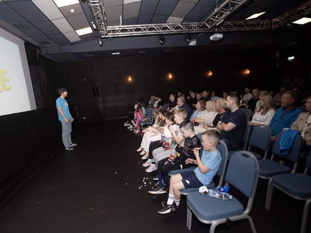 Feile's Ruairi Campbell addressing the attendance before the start of Tuesday's event.