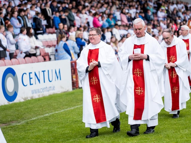 Participants at the Derry Diocese Fan The Flame annual Mass 2025 in Celtic Park.