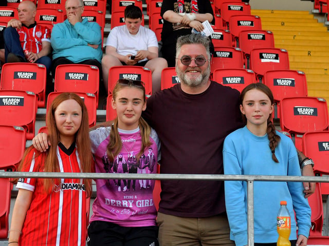 Fans in the Ryan McBride Brandywell Stadium for the Derry City versus Bohemian game on Friday evening. Photo: George Sweeney. DER2322GS – 122