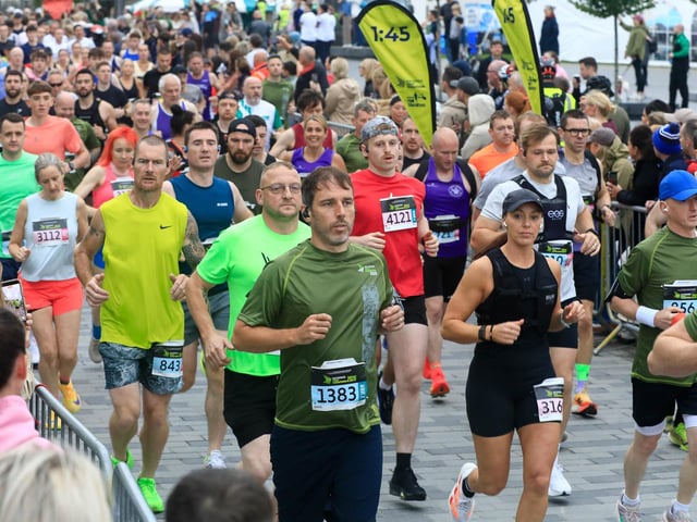 Runners taking part in the Waterside Half Marathon in Ebrington Square, on Sunday morning. (Photo - Tom Heaney, nwpresspics)