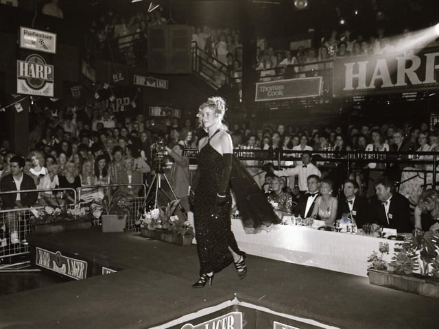 The finalists of the 1995 Miss Derry competition pictured at the final in Squires Nightclub.