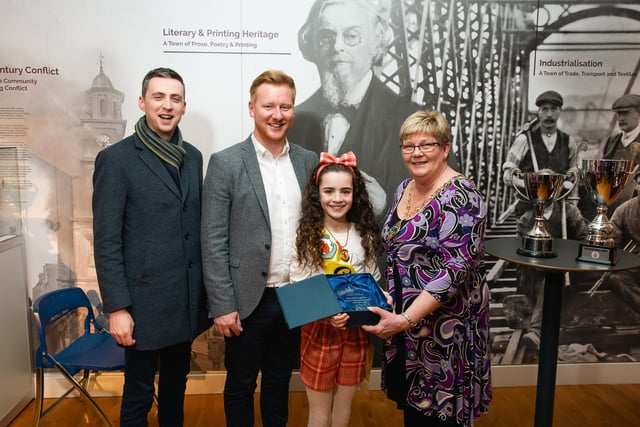Ulster under-11s Champion Tori McLaughlin pictured at her reception in The Alley Theatre with Councillor Jason Barr, Daniel McCrossan, MLA, and Derry City & Strabane District Council Deputy Mayor Councillor Angela Dobbins.