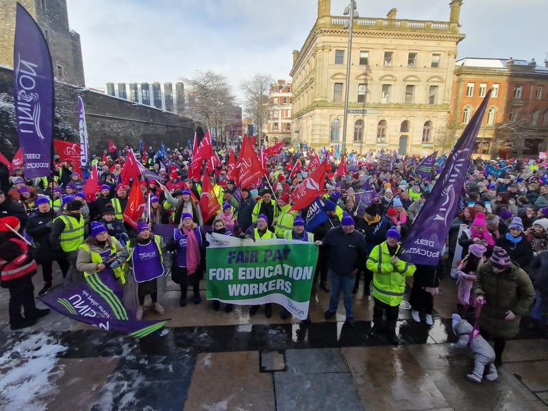 Striking public sector workers in Derry.