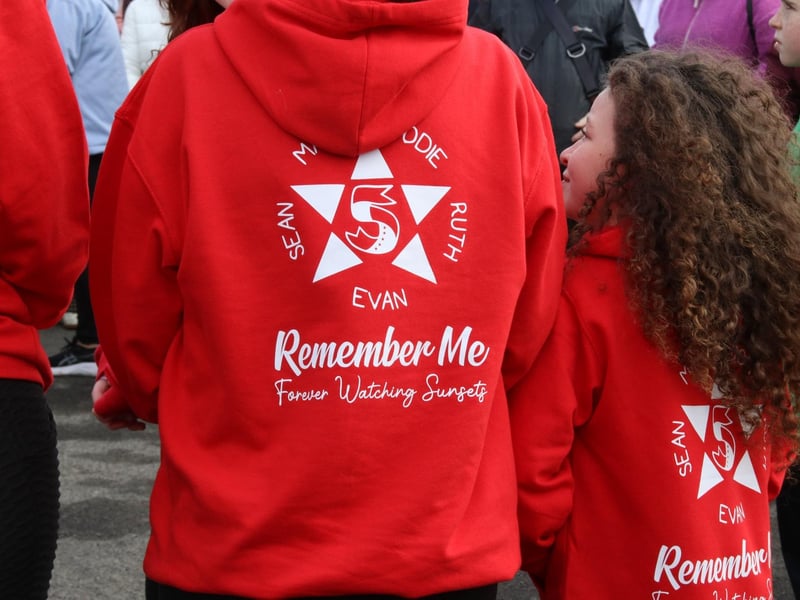 The memory sweatshirts worn by family members of the Buncrana Pier Tragedy Victims.    (Photo - Deirdre Heaney, nwpresspics) : Buncrana Pier Tragedy 10th Anniversary Remembrance Walk. Photos: Deirdre Heaney, nwpresspics.