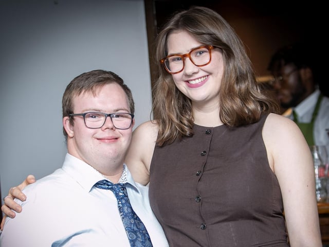 Cory Dunn with Foyle Down Syndrome Trust Music Therapist Andrea Jardine during Friday's celebrations. (Photos: Jim McCafferty Photography)