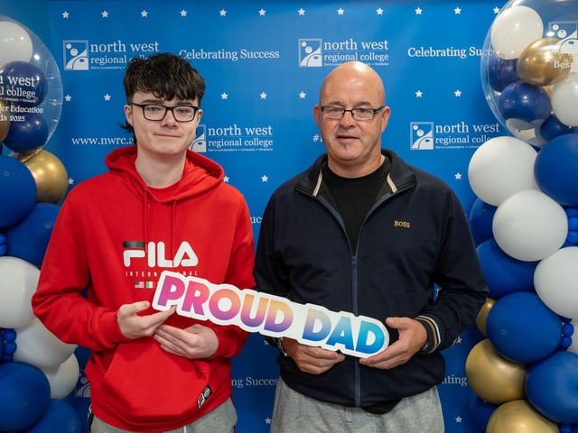 Shay Feeney and Dad Sean at the Best in Further Education awards held at North West Regional College in Strand Road.
