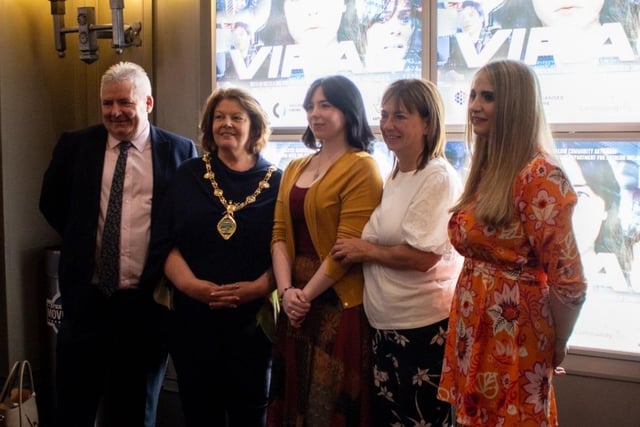 Studio 2 Coordinator Oliver Green, Mayor Patricia Logue, Lead Actor Grace Doherty, Grace's Mother Anne Tyre and Writer And Director Roma Harvey.