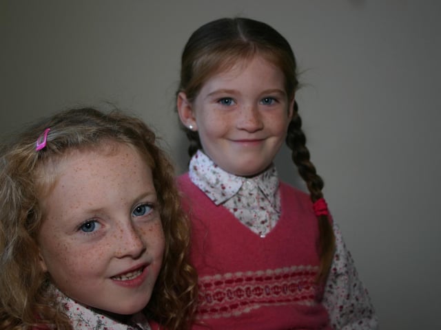 Birthday girl Tori McCauley with sister Caoirse 9338dd : Derry Parties & Celebrations October 2005: Tori McCauley.