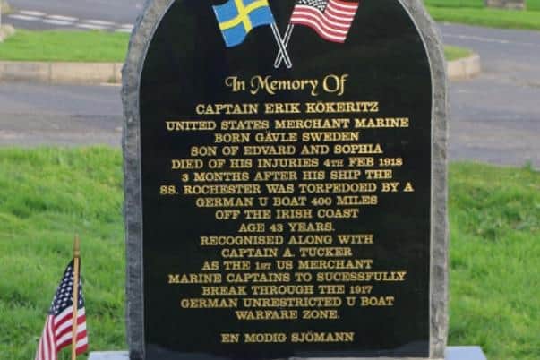 Captain Erik Kökeritz's new headstone