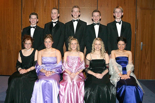 From left (seated), Rachel Hutton, Samantha Hutchison, Elaine McSparron, Claire Moore, and Laura Bell. Back row, Andrew Nesbitt, Greg Bresland, Conor Agnew, David Marshall and John McClean. (0402T09)