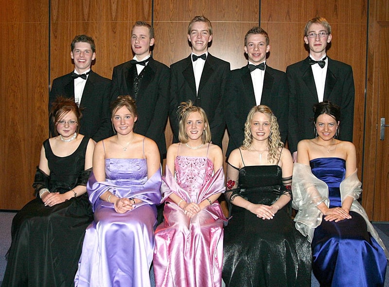 From left (seated), Rachel Hutton, Samantha Hutchison, Elaine McSparron, Claire Moore, and Laura Bell.  Back row, Andrew Nesbitt, Greg Bresland, Conor Agnew, David Marshall and John McClean. (0402T09)