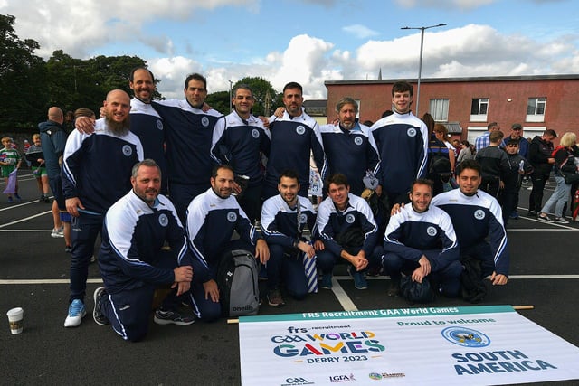 Team Argentina took part in the FRS Recruitment GAA World Games opening parade in Derry on Monday evening.  Photo: George Sweeney. DER2330GS -