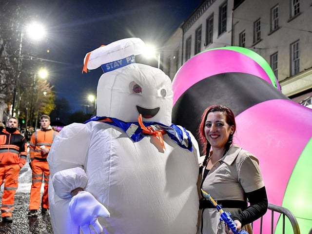 Reveller in costume during the 2025 Halloween festivities in Derry’s city centre o Wednesday evening.  Photo: George Sweeney