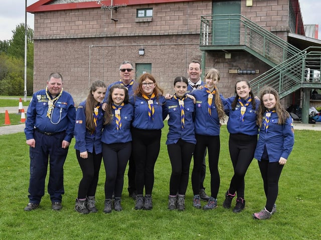 Leaders and scouts from of the 1st, 2nd and 3rd Derry, St May’s Creggan Scouts who took part in the Errigal Cup and Shield County Finals held at the City of Derry Rugby club. Photo: George Sweeney