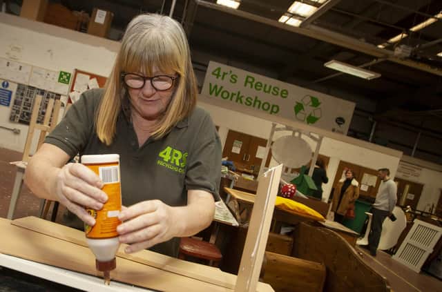 Clare McLaughlin, Workshop Joiner at the 4Rs Resuse Workshop at Pennyburn Industrial Estate, Derry on Wednesday last.