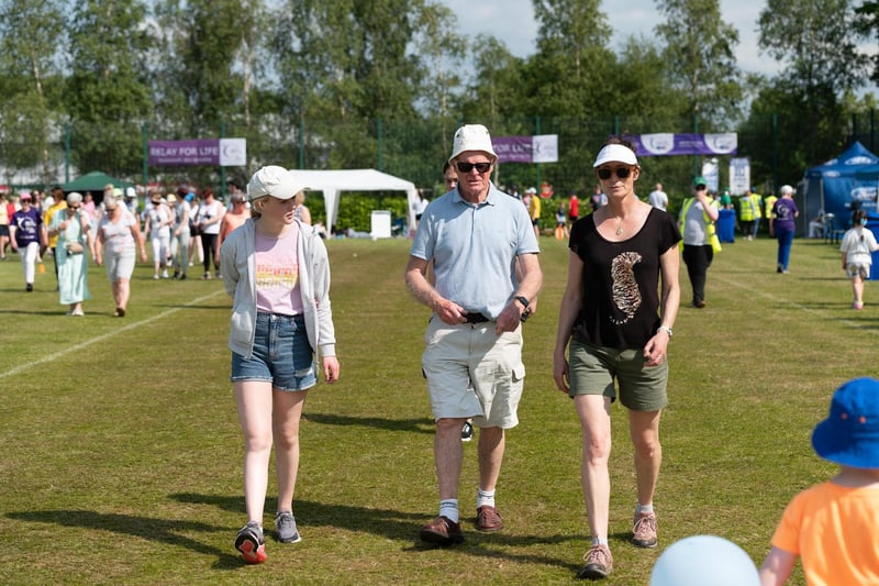 The Watt family putting in the laps at the Relay for Life Closing Ceremony  on Sunday. Photo Clive Wasson