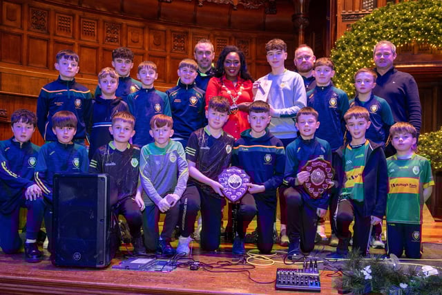 The Mayor Councillor Lilian Seenoi-Barr hosted a Christmas Community event at the Guildhall for people from across the Derry City and Strabane District Council area on Sunday. Picture Martin McKeown. 01.12.24

Aghyaran Gaelic Club Under 14 League and Championship Winners who received a special award from the Mayor Councillor Lilian Seenoi-Barr in recognition of their achievement : Mayor's Community Christmas Party