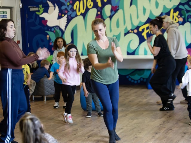 Echo Echo dancers get the children on the dance floor during Sunday's event. : .