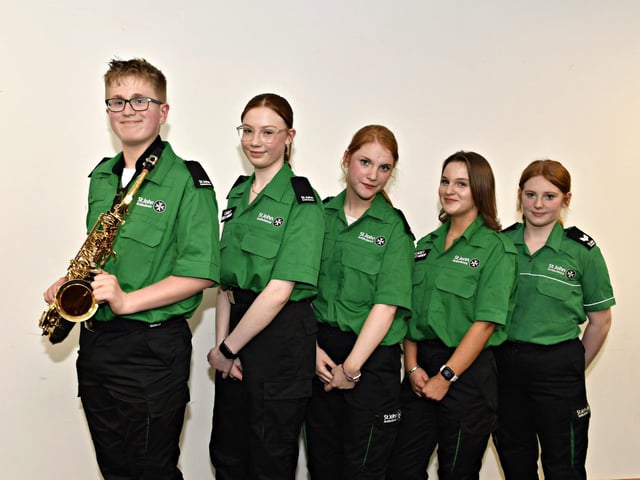 Cameron Beck, Hanna McGahey, Nataliya Barr, Eva Kenny and Kendra Breslin provided entertainment at the St John’s Ambulance Belmont Awards evening held in the SJA Hub, Skeoge Industrial Estate. Photo: George Sweeney