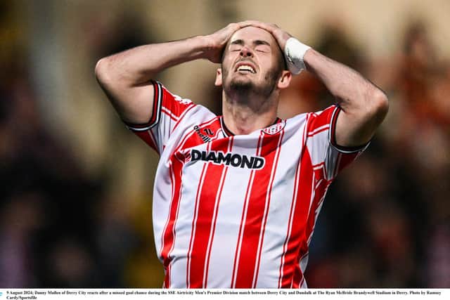 REGRETS . . Danny Mullen when playing for Derry City. Photo by Ramsey Cardy/Sportsfile