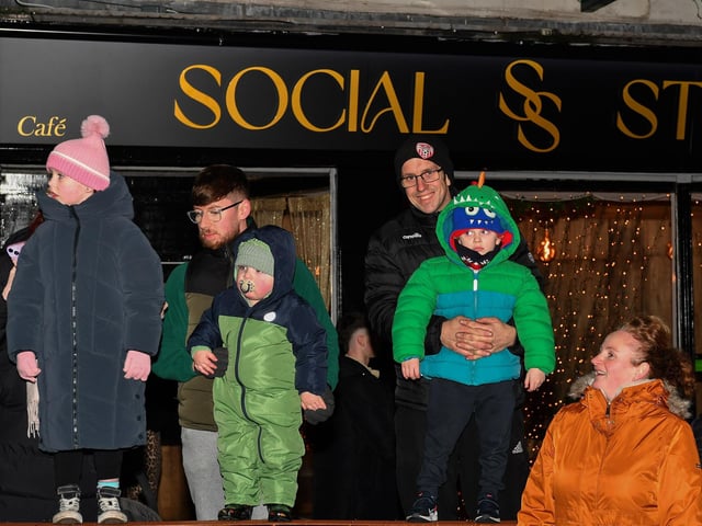 Families at the Derry Magical Christmas procession on Friday evening. Photo: George Sweeney