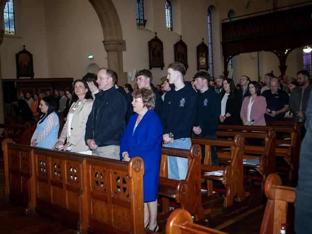 A section of the congregation at Thursday's St. Columb's College Valedictory Mass in St. Patrick's Church, Pennyburn. : .