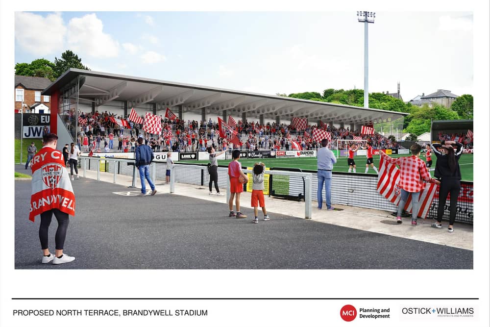 An artist's impression of the North Terrace at the Ryan McBride Brandywell Stadium which got the green light from Council's Planning Committee this week.