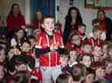 Young Jack asking the Derry players ‘Who is the best coach you played under?’ during Monday’s Q&A.