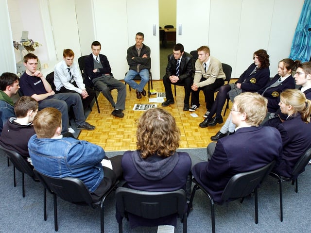 Students in discussions in 2003.