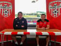 New signing Paul McMullan pictured with Derry City manager Ruaidhri Higgins. Photo: George Sweeney. DER2326GS – 001