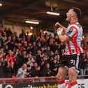 Derry City’s Danny Mullen celebrates scoring against Shelbourne.  Photograph: George Sweeney