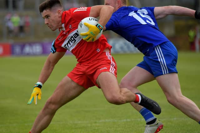 CRUCIAL . . .; Derry goalscorer Conor Doherty continued his habit of popping up with a crucial goal. Photo: George Sweeney.  DER2321GS – 167