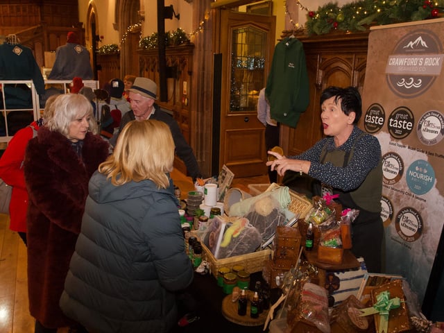 Ray and Michelle Wilson's, Crawford's Rock seaweed products on display in the Guildhall.