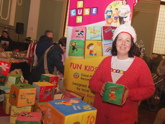 Caitrin Kincaid, owner and designer of Cube Fun, at the Derry Business Collective’s Christmas Market in St. Columb’s Hall, on Sunday December 3.