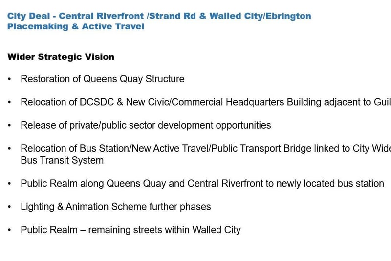 City Deal Central Riverfront/Strand Road and Walled City/Ebrington project presentation slide 31.