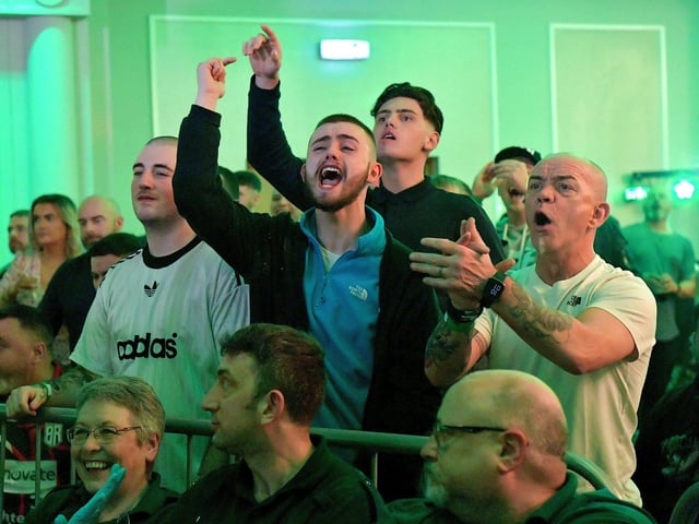 Fans at the Big Fight Night held in the Everglades Hotel on Saturday evening last. Photo: George Sweeney.  DER2312GS – 90